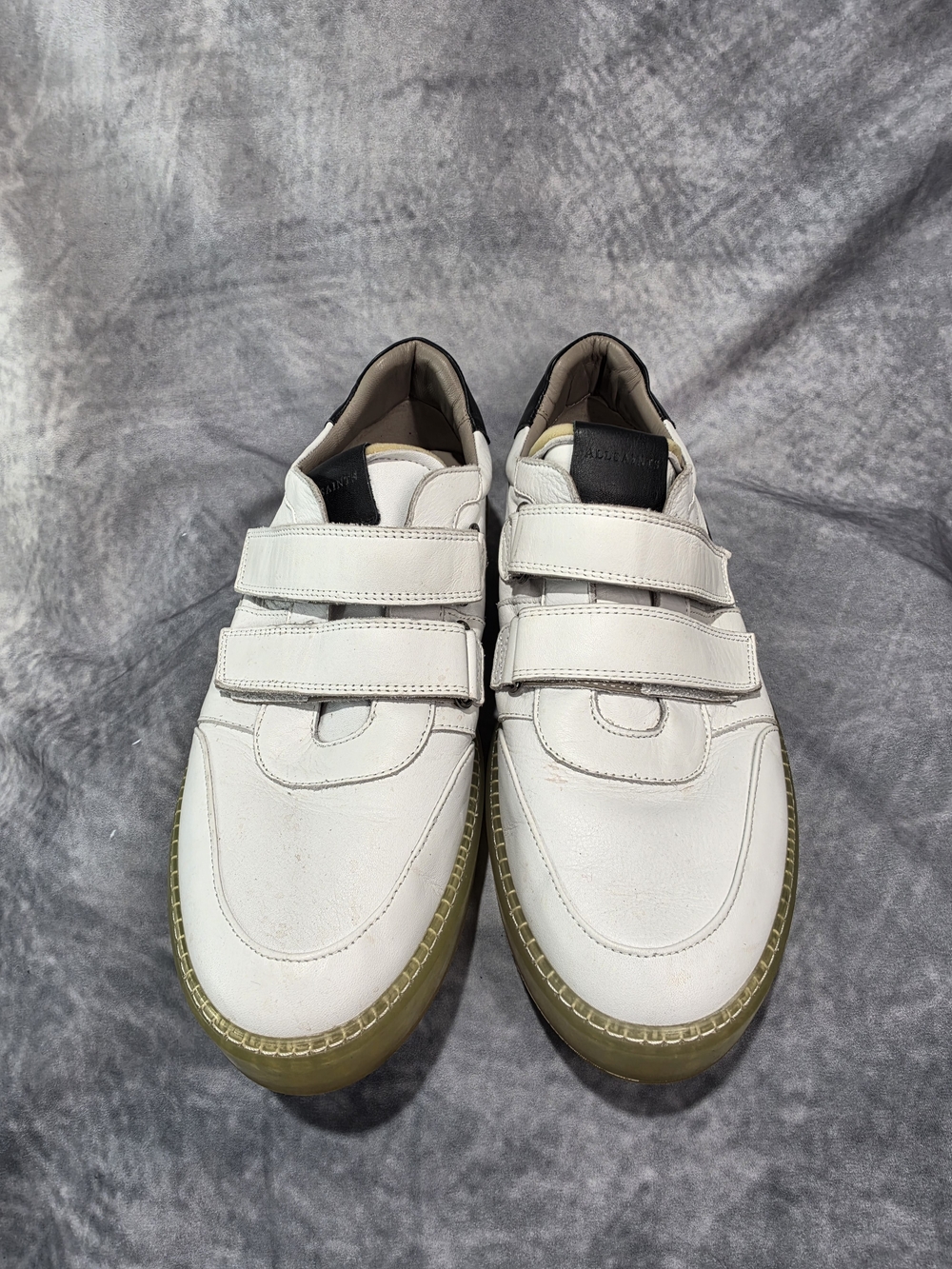 AllSaints Jonah Double Strap Sneakers in Chalk White/Black